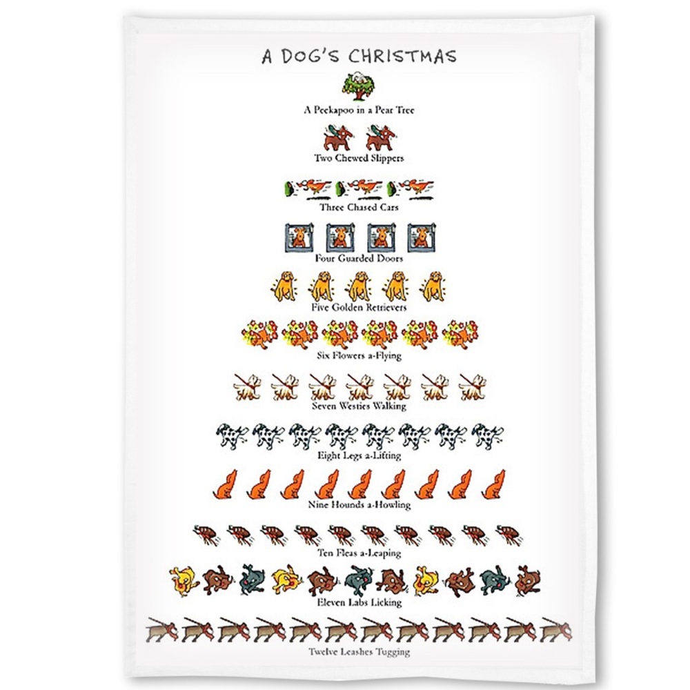 Christmas:The Dog Lovers Flour Sack Tea Towel